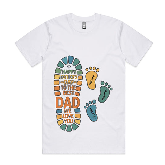 Happy Father’s Day to the Best Dad – Custom Footprints T-Shirt (M–5XL)