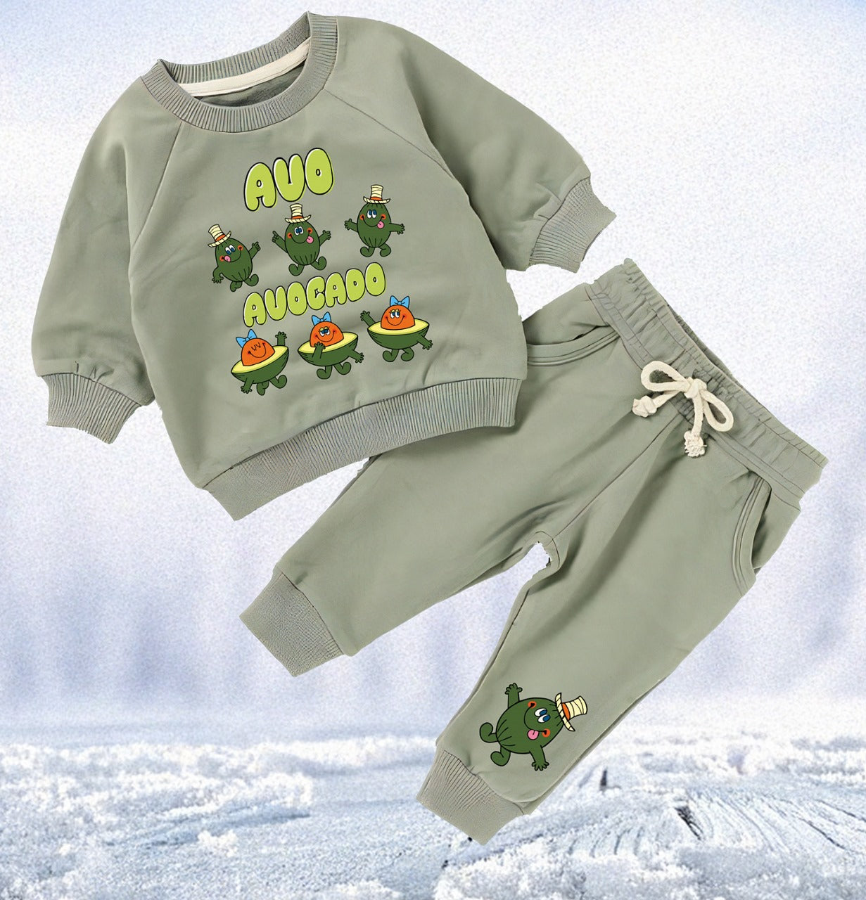 π₯ Avo Avocado Organic Sweatshirt and Track Pant Set (6 Months β 4 Years)