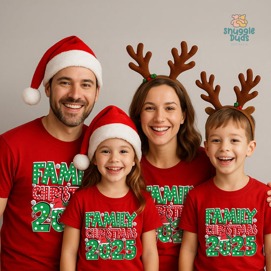 Family Christmas 2025 Matching T-Shirts – Red Edition