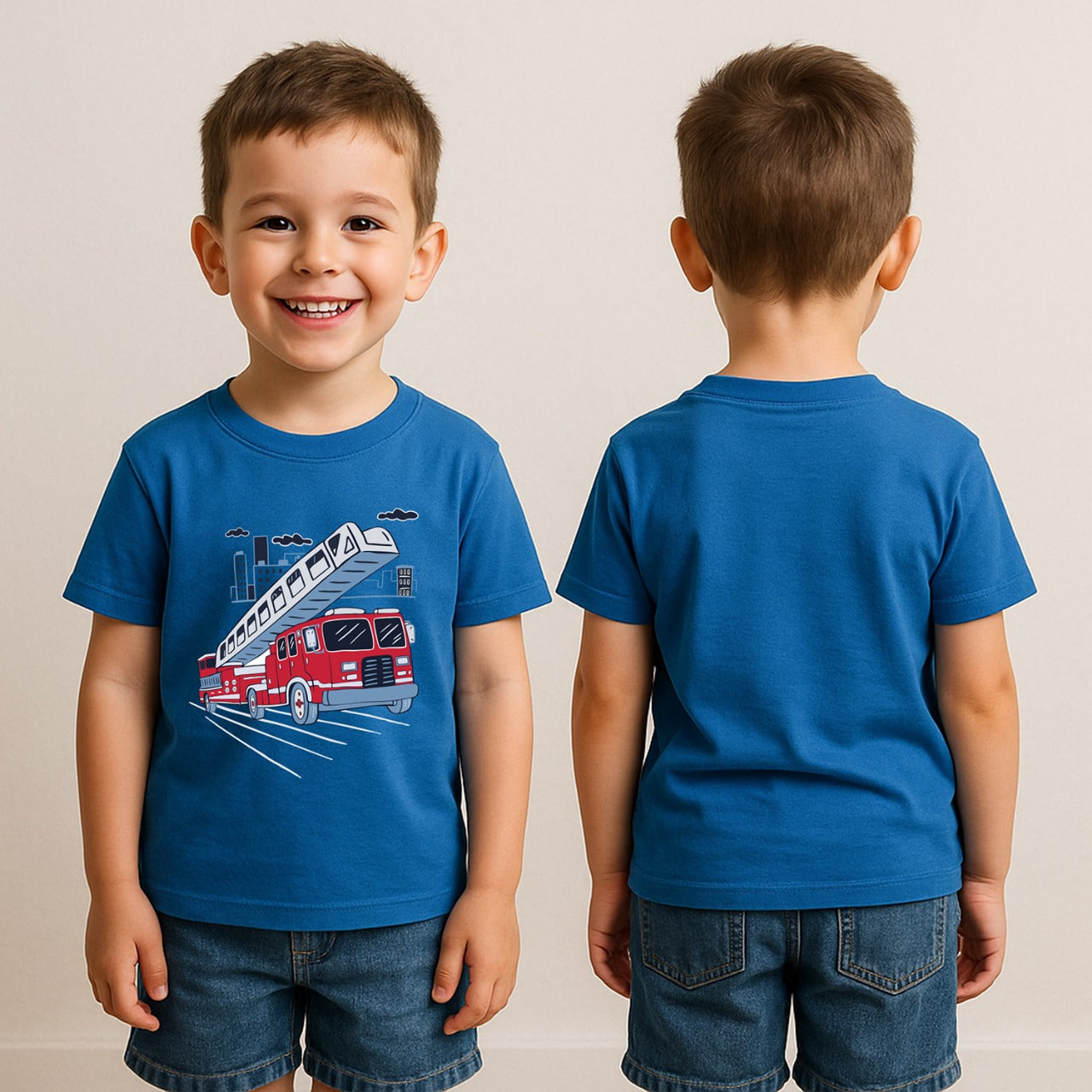 π Fire Truck Adventure β Kids T-Shirt (100% Cotton)