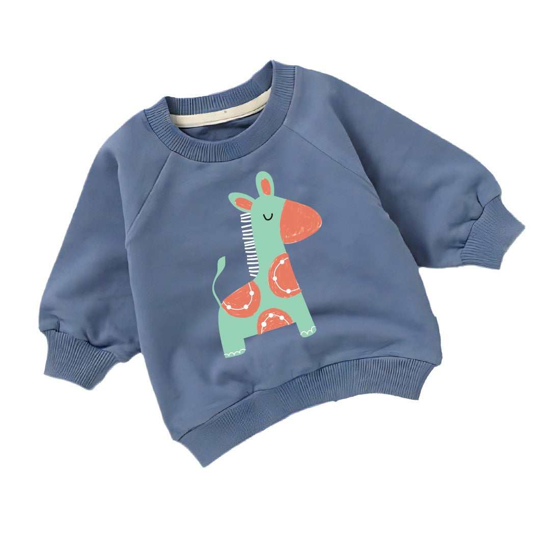 Giraffe with Purple Organic Crew Neck Sweatshirt (6mths-4yrs)
