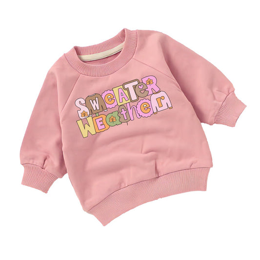 Pink Sweater Weather Organic Crew Neck Sweatshirt (6mths-4yrs)