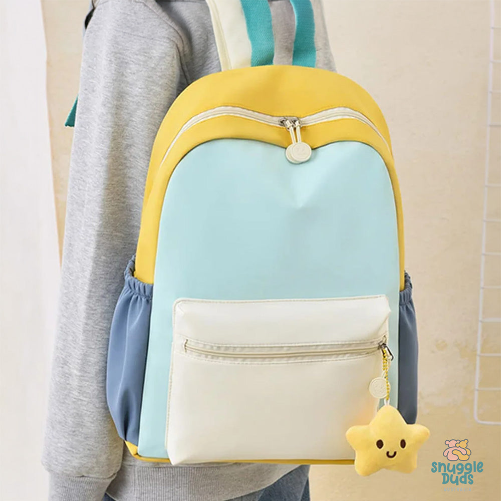 Kids Colour-Block Backpack with Star Charm | Personalised