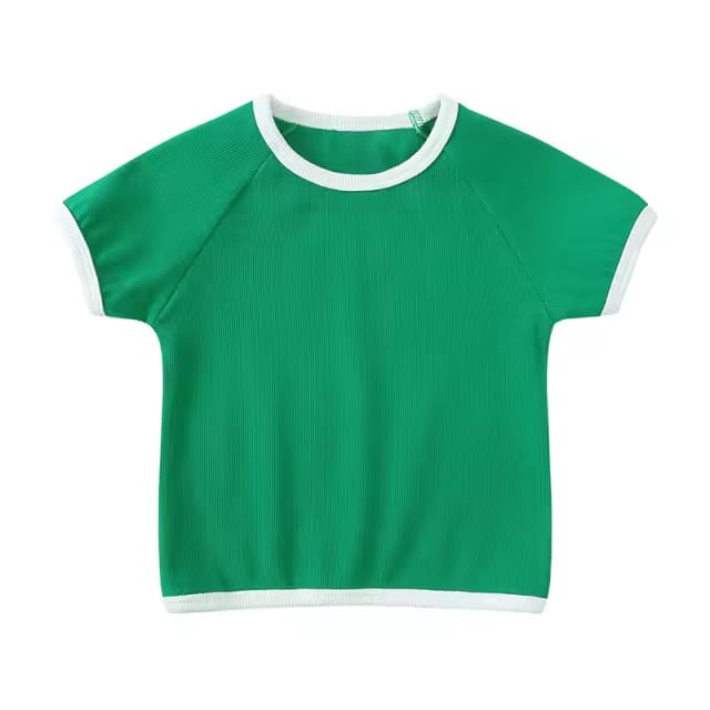 Kids Green & White Trim Cotton Set
