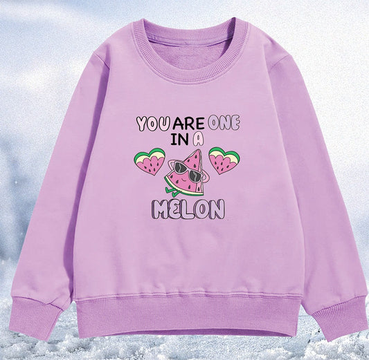 One in a Melon” Purple Terry Sweatshirt  (5Yrs-12Yrs)