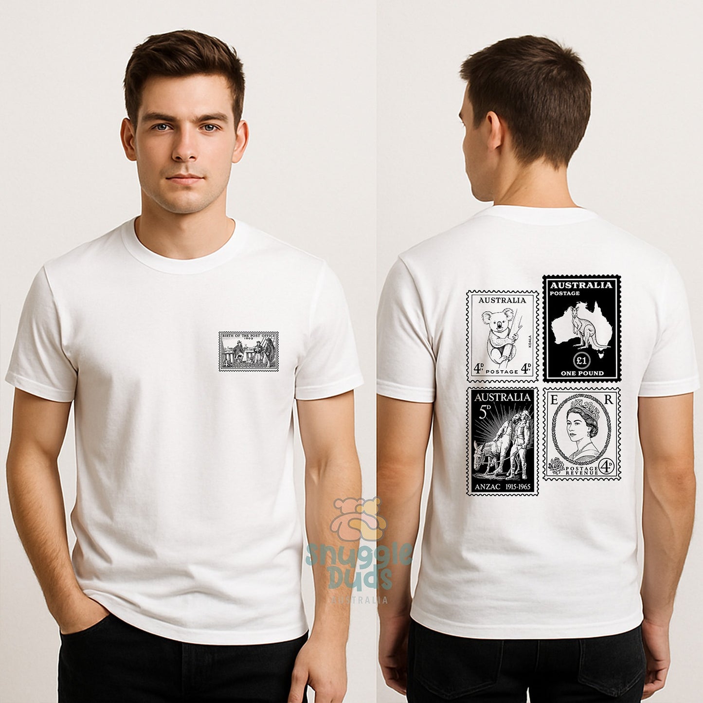 Australian Heritage Postage Stamp Graphic T-Shirt – White | 100% Cotton