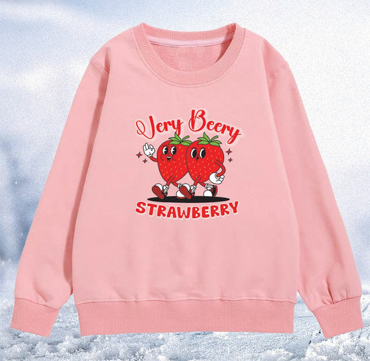Very Beery Strawberry” Pink Terry Sweatshirt (5Yrs-12Yrs)