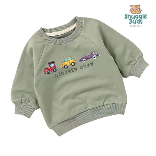 Classic Cars Organic Crew Neck Sweatshirt (6mths-4yrs)
