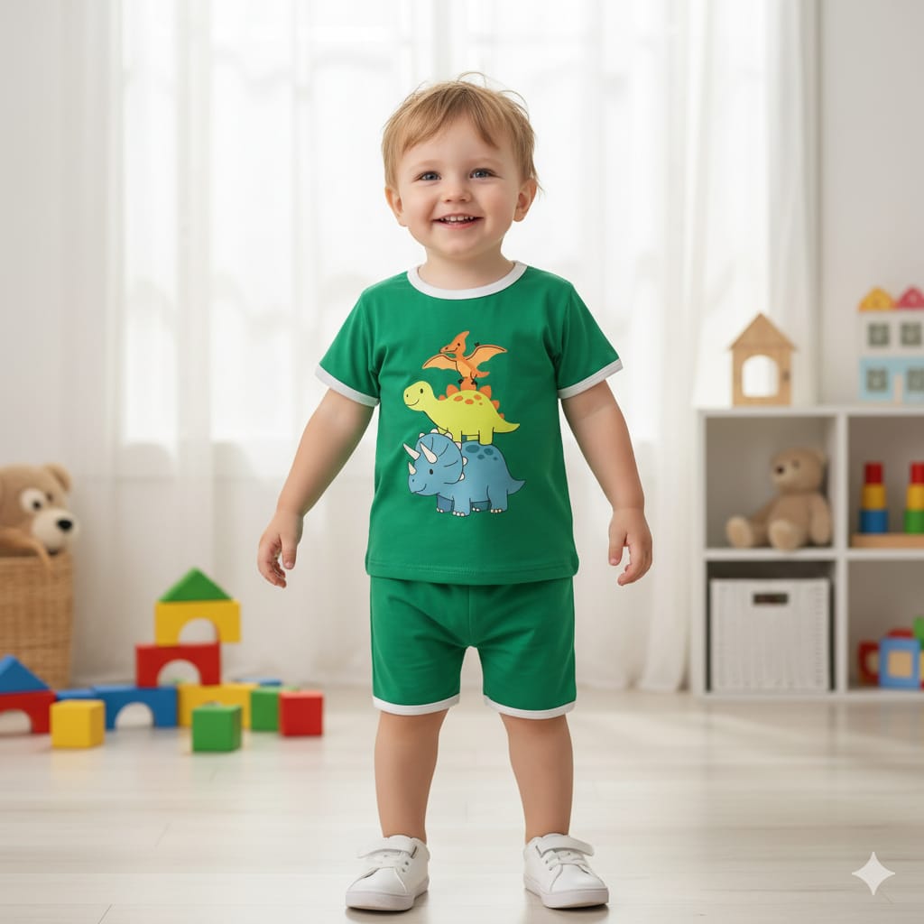 Kids Dinosaur Stack Summer Cotton Set