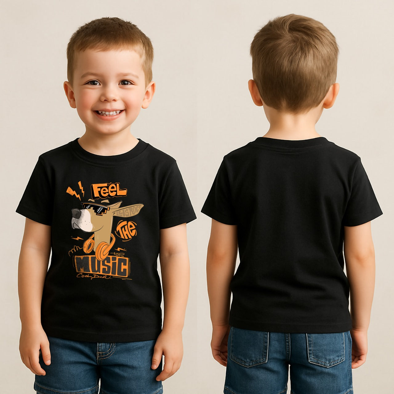 🎧 Feel the Music – Kids T-Shirt (100% Cotton)