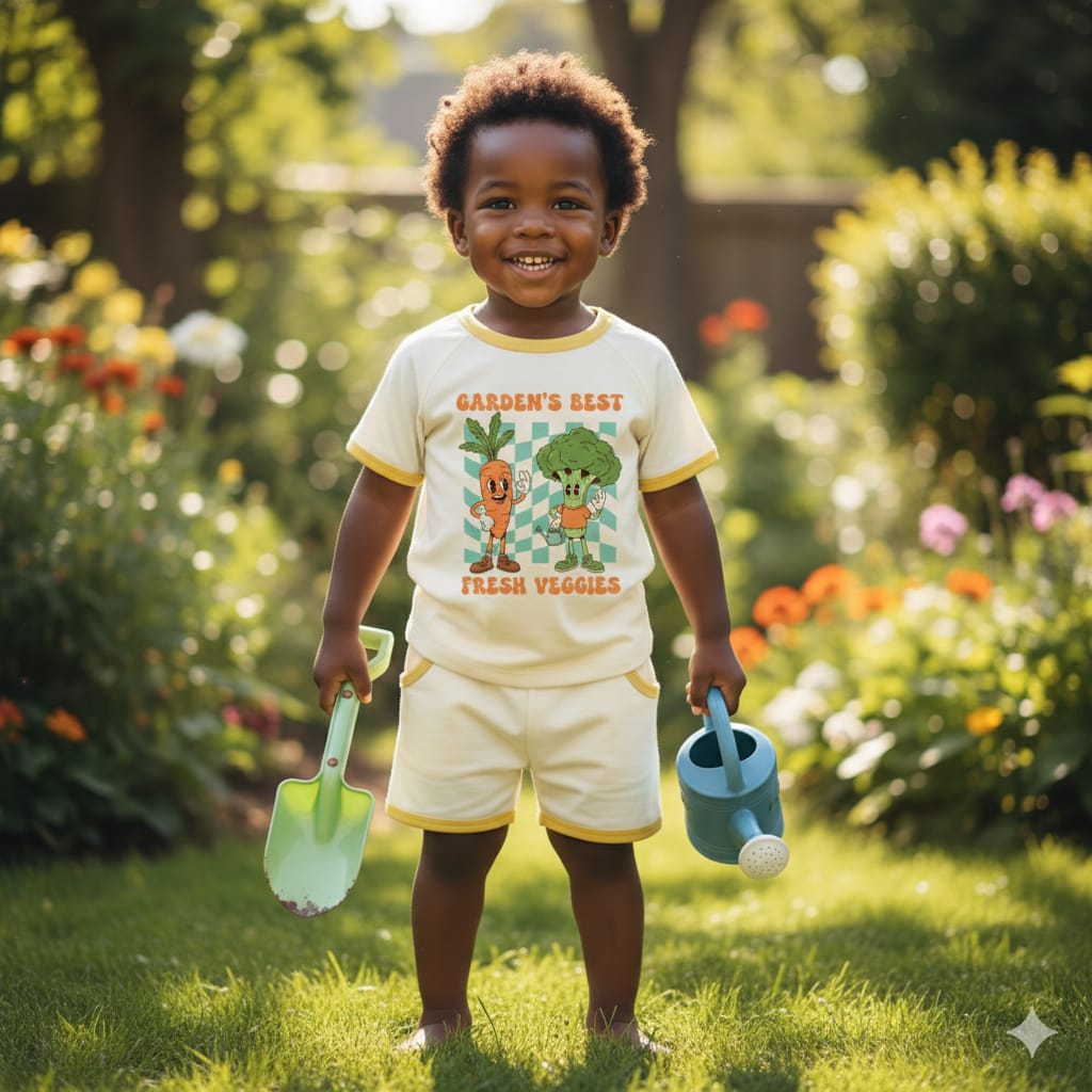 Garden’s Best Fresh Veggies Kids Cotton Summer Set