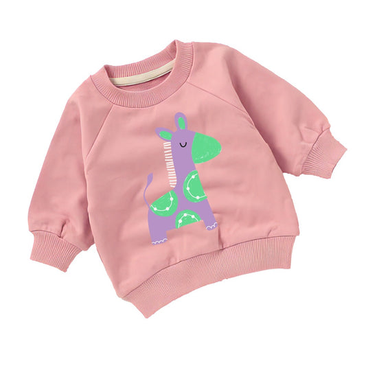 Giraffe with Purple Organic Crew Neck Sweatshirt (6mths-4yrs)