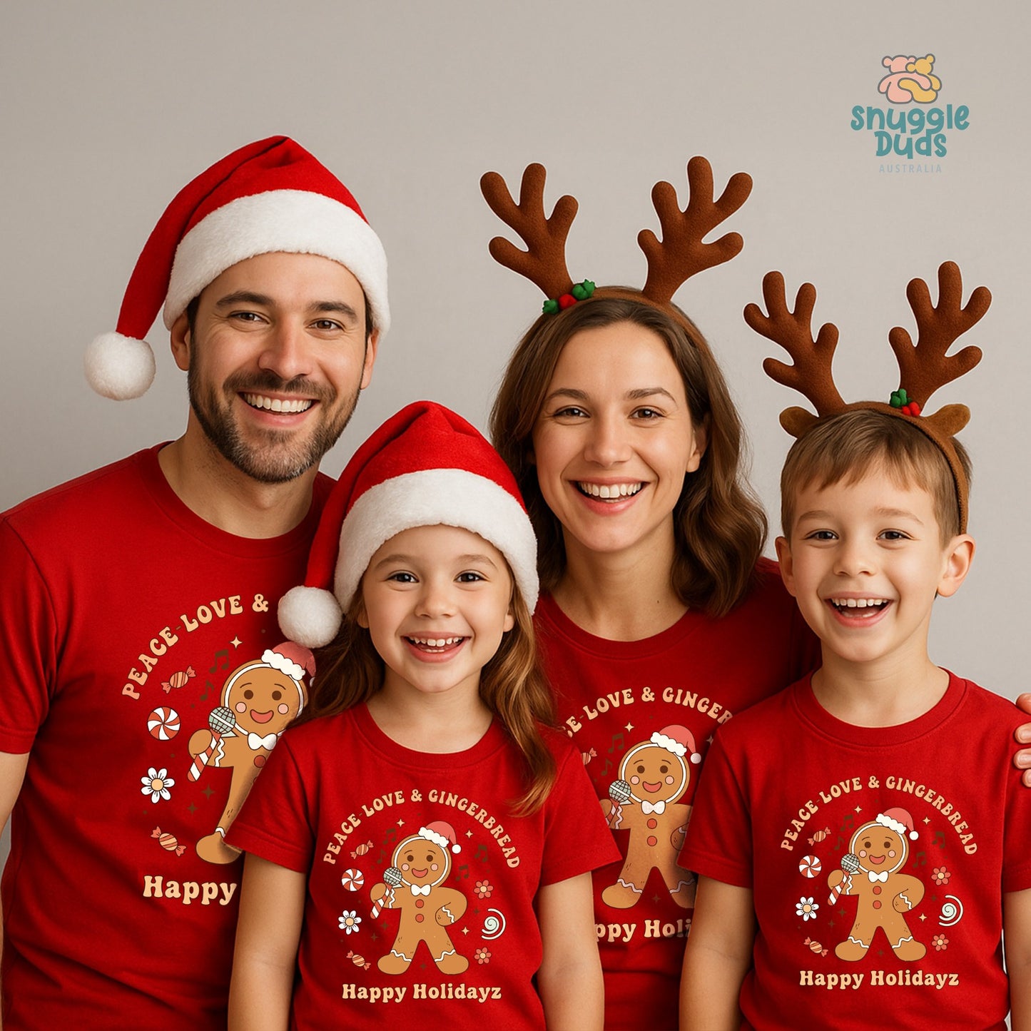Peace, Love & Gingerbread Happy Holidayz Matching Family T-Shirts