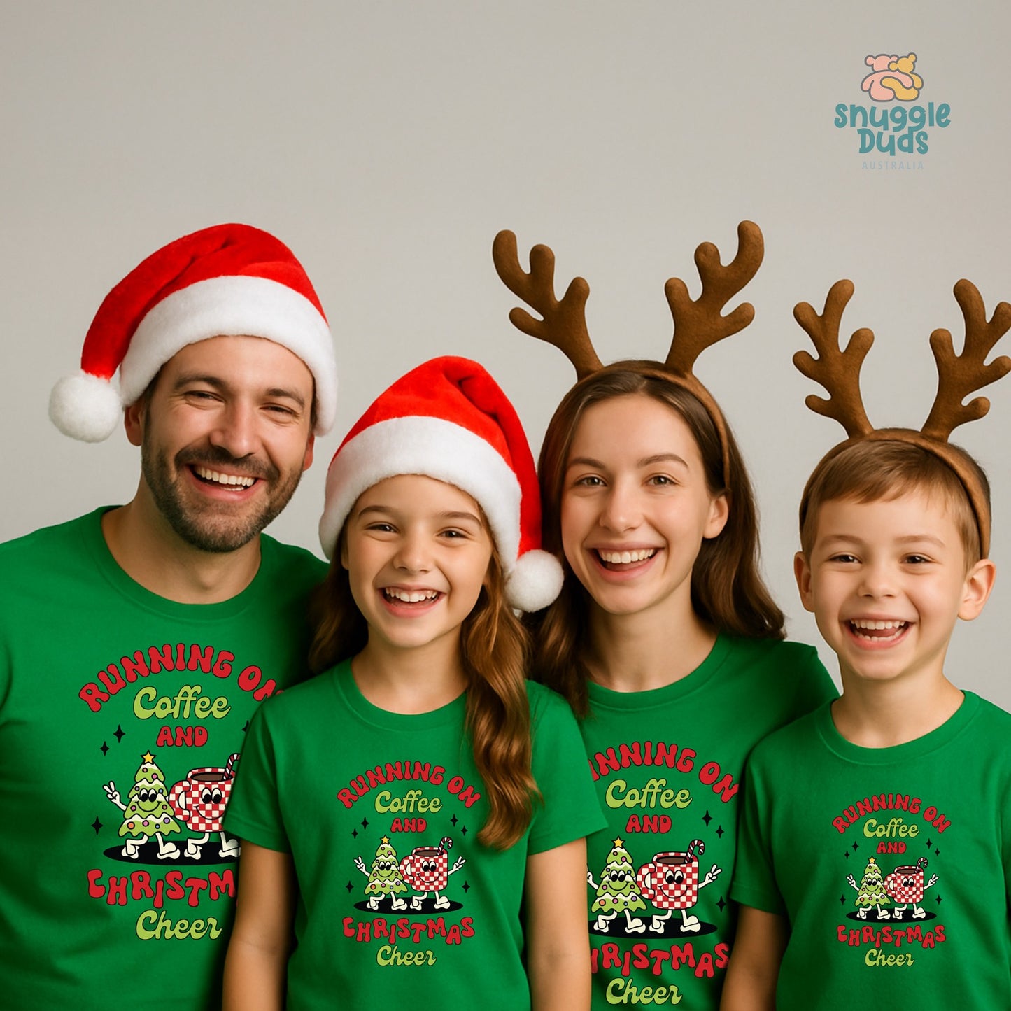 Running on Coffee and Christmas Cheer Matching Family T-Shirts