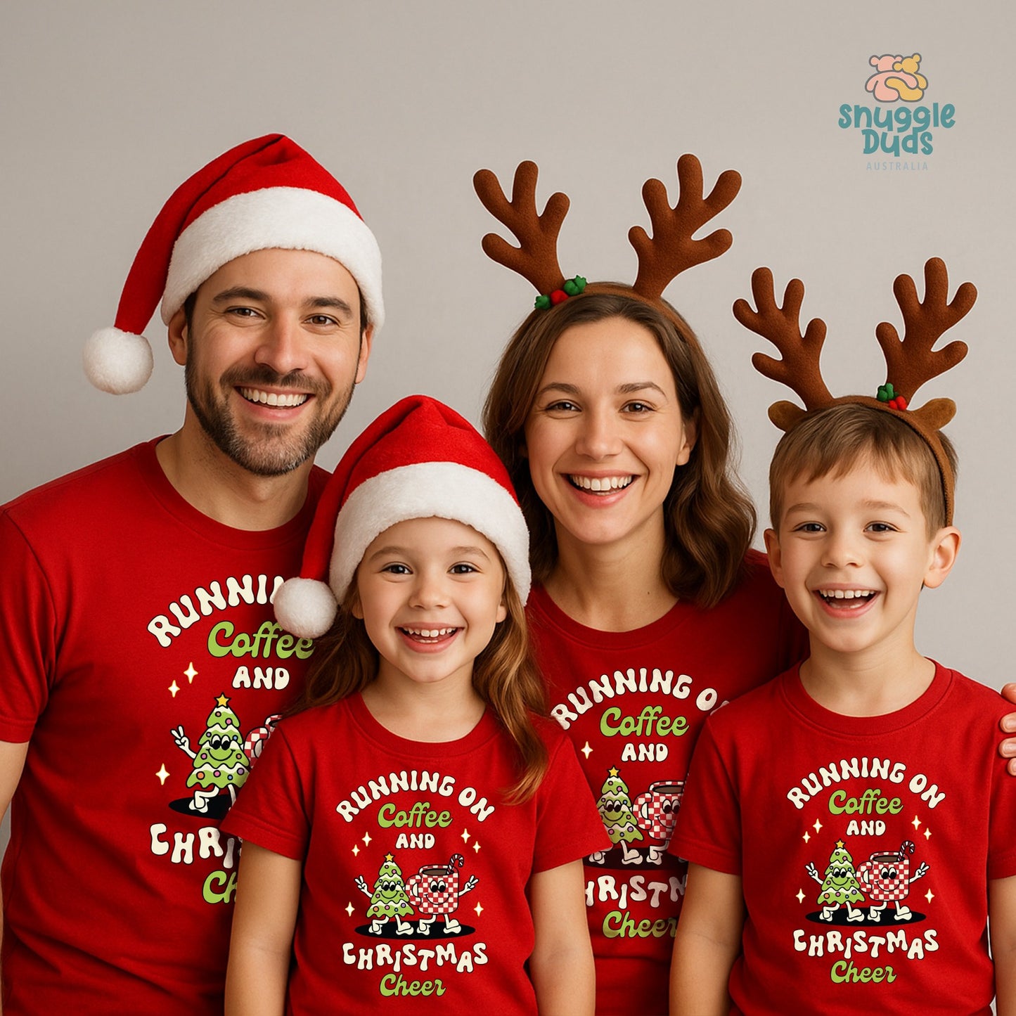 Running on Coffee and Christmas Cheer Matching Family T-Shirts