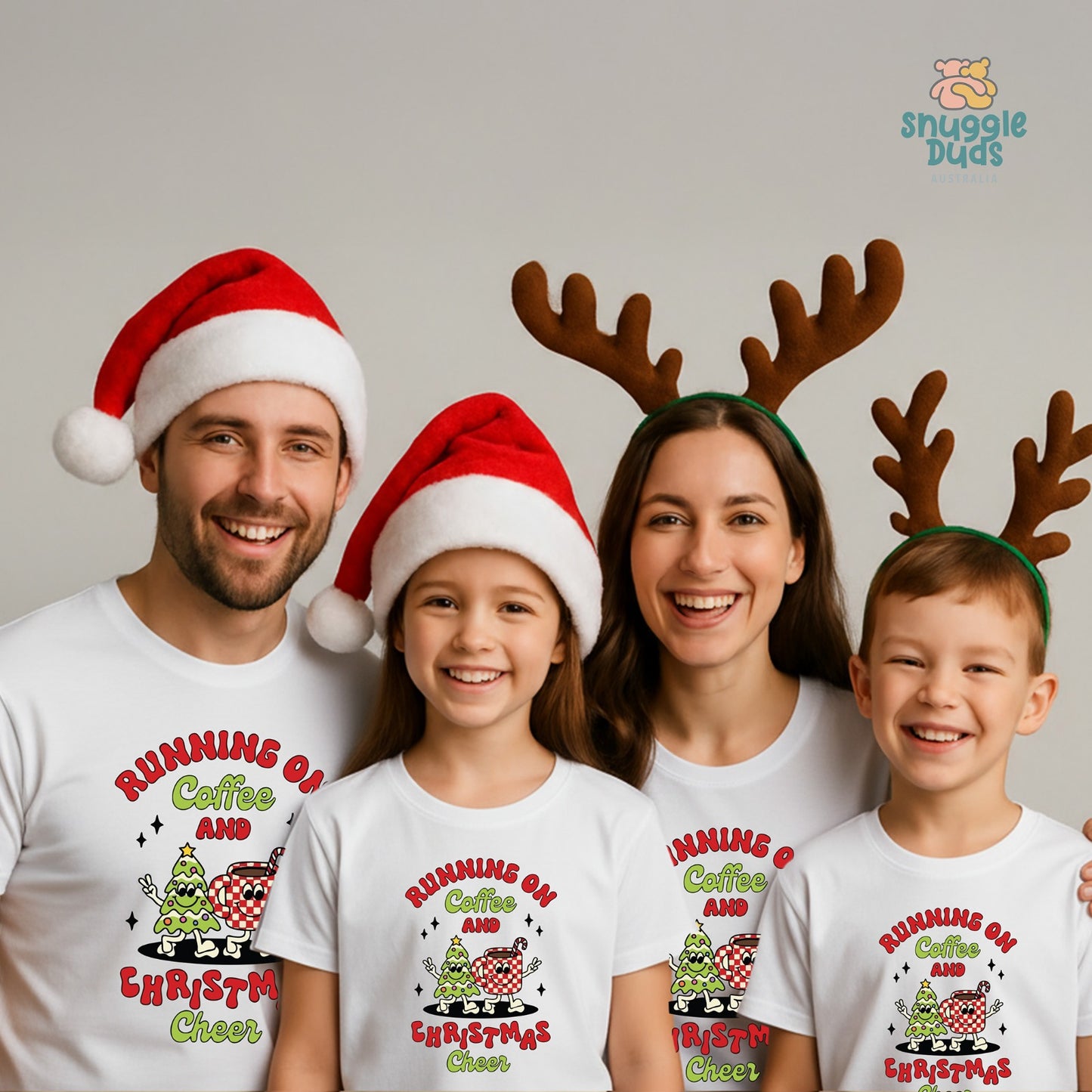 Running on Coffee and Christmas Cheer Matching Family T-Shirts