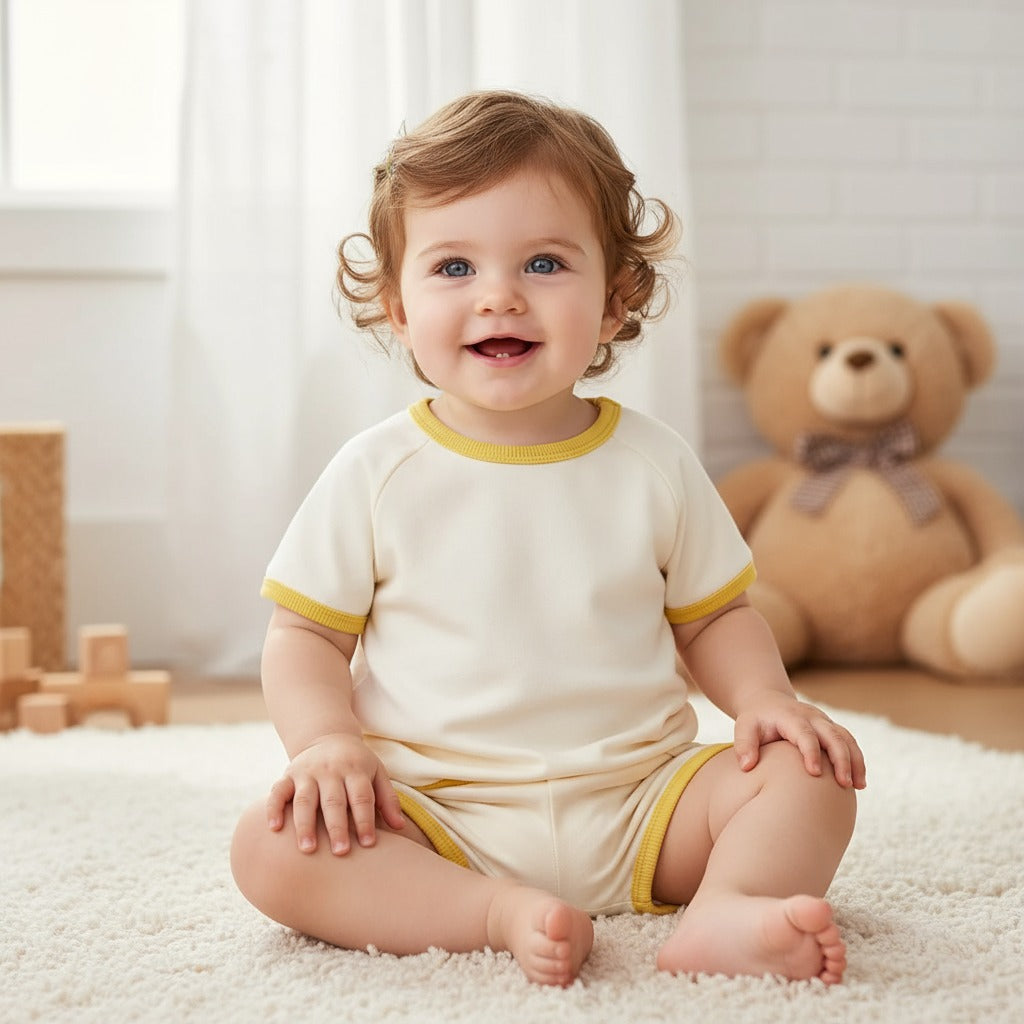 Kids Yellow Trim Cotton Set