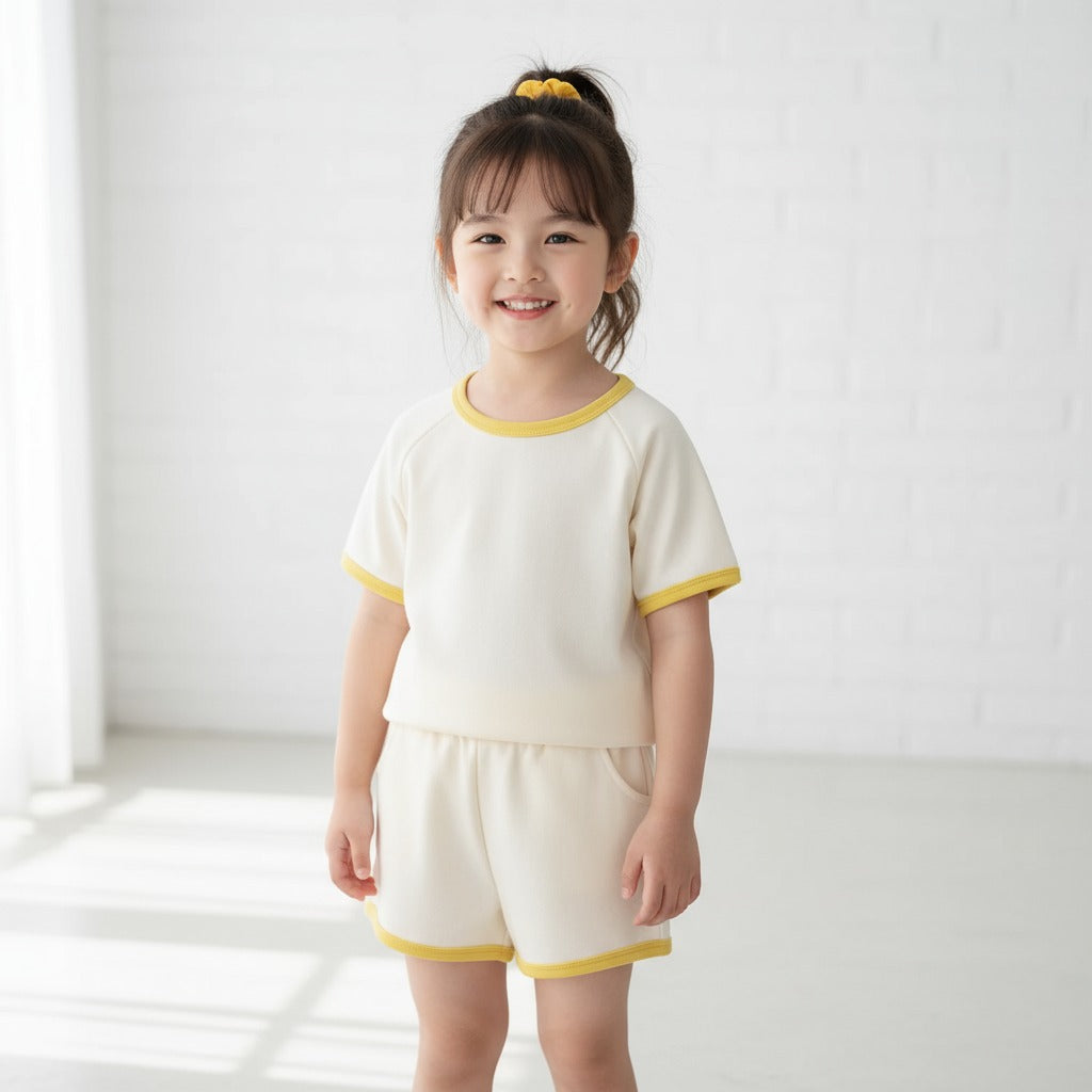 Kids Yellow Trim Cotton Set