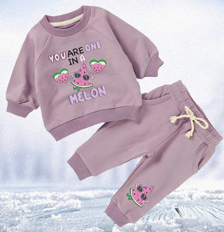 .  🍉 You Are One in a Melon Organic Sweatshirt and Track Pant Set (6 Months – 4 Years)