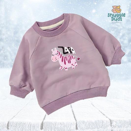Zara the Zebra Stripes Organic Crew Sweatshirt (6mths- 4yrs)