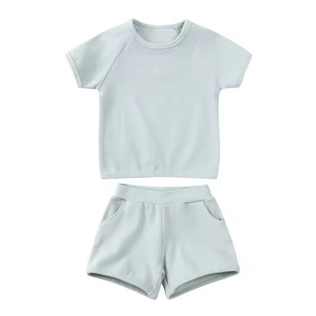 Kids Soft Blue Cotton Summer Set
