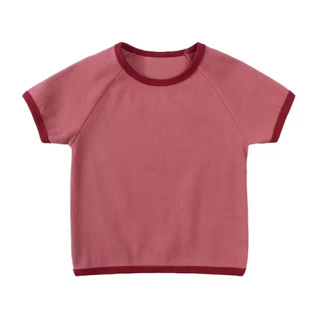 Kids Rose Gold & Burgundy Trim Cotton Set