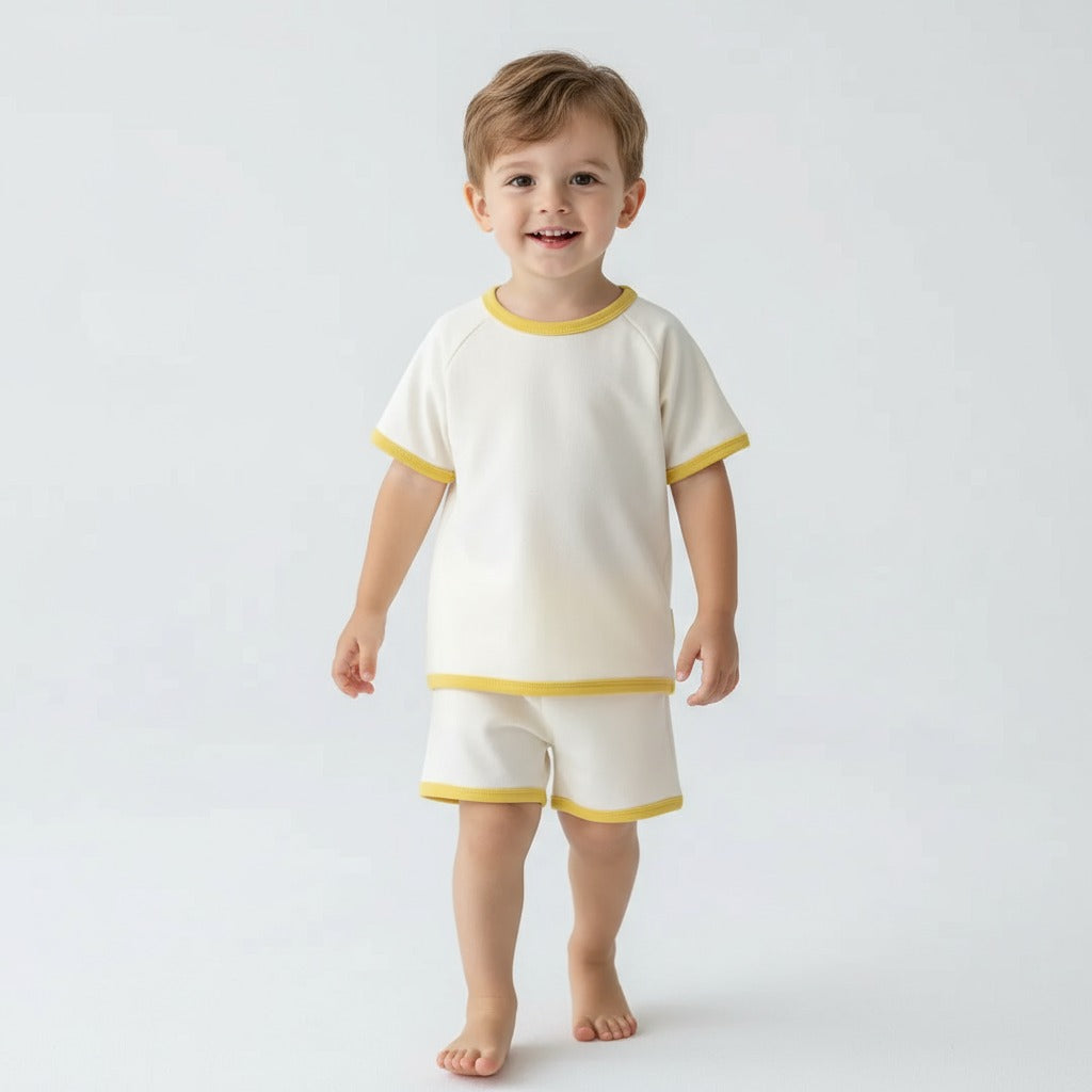 Kids Yellow Trim Cotton Set